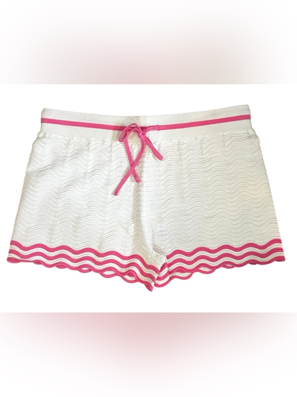 🆕NWT Beach Riot White Knit Shorts with Pink Waist Tie